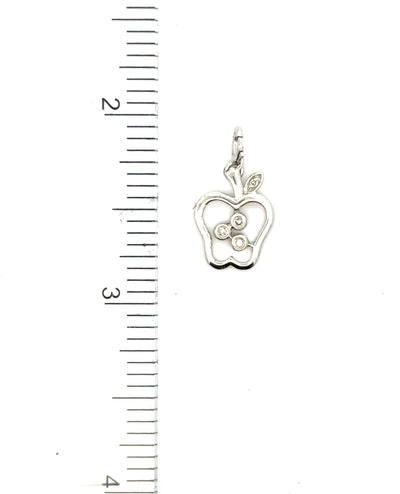 14K White Gold Apple Charm with Diamonds 0.03 Carats