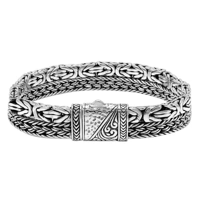 Sterling Silver Bold 13 Millimeter Width, 8 Inch Length, Woven Link Bracelet with Push Clasp