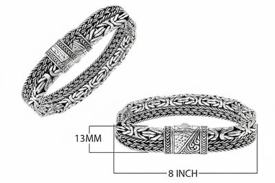 Sterling Silver Bold 13 Millimeter Width, 8 Inch Length, Woven Link Bracelet with Push Clasp