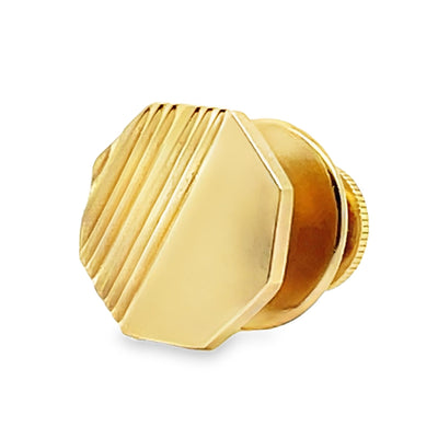 14K Yellow Gold Octagonal Tie Tack - 1.90 Grams