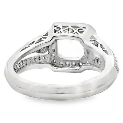 Platinum Vintage Inspired 1.30 Carat Blue Topaz Ring and 0.40 Carat Diamonds
