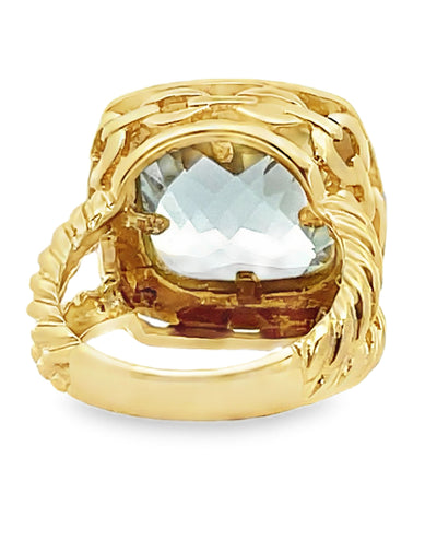 9.10 Carats Mint Quartz Cable Ring in 14k Yellow and White Two Tone Gold