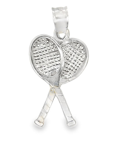 14K White Gold Double Racket Tennis Charm