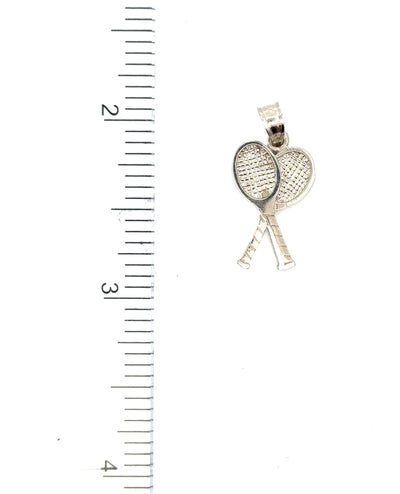 14K White Gold Double Racket Tennis Charm