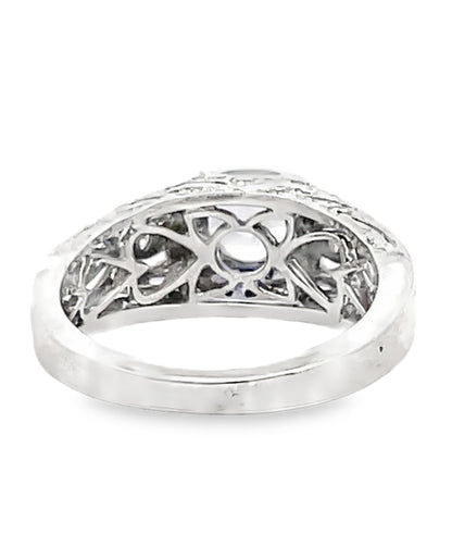Zeghani ZR201 14K White Gold 0.41 Carat Diamond Ring with 7x5mm Oval Iolite