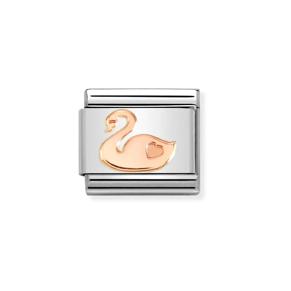 Nomination Composable 430104/55 Steel and 9k Rose Gold Swan