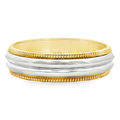 Platinum & 18K Yellow Gold Wedding Band, Size 6.25
