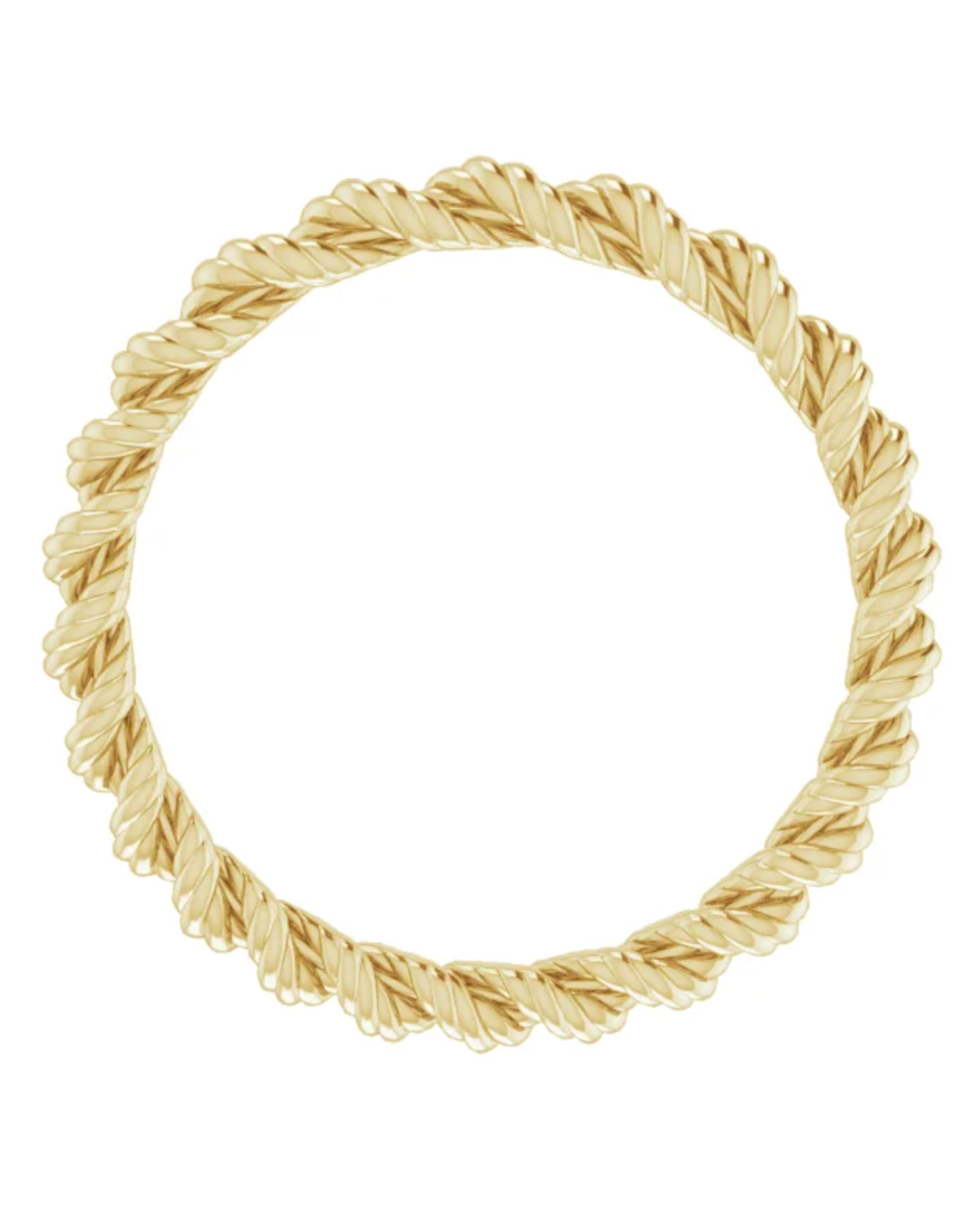 14K Yellow Gold Stackable Twisted Rope Ring