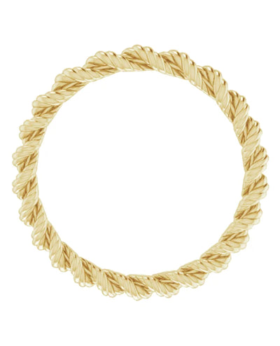14K Yellow Gold Stackable Cable Twist Rope Ring 2 Millimeters