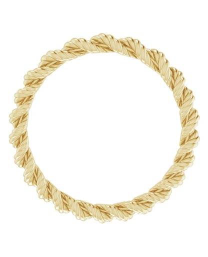 14K Yellow Gold Stackable Cable Twist Rope Ring 2 Millimeters