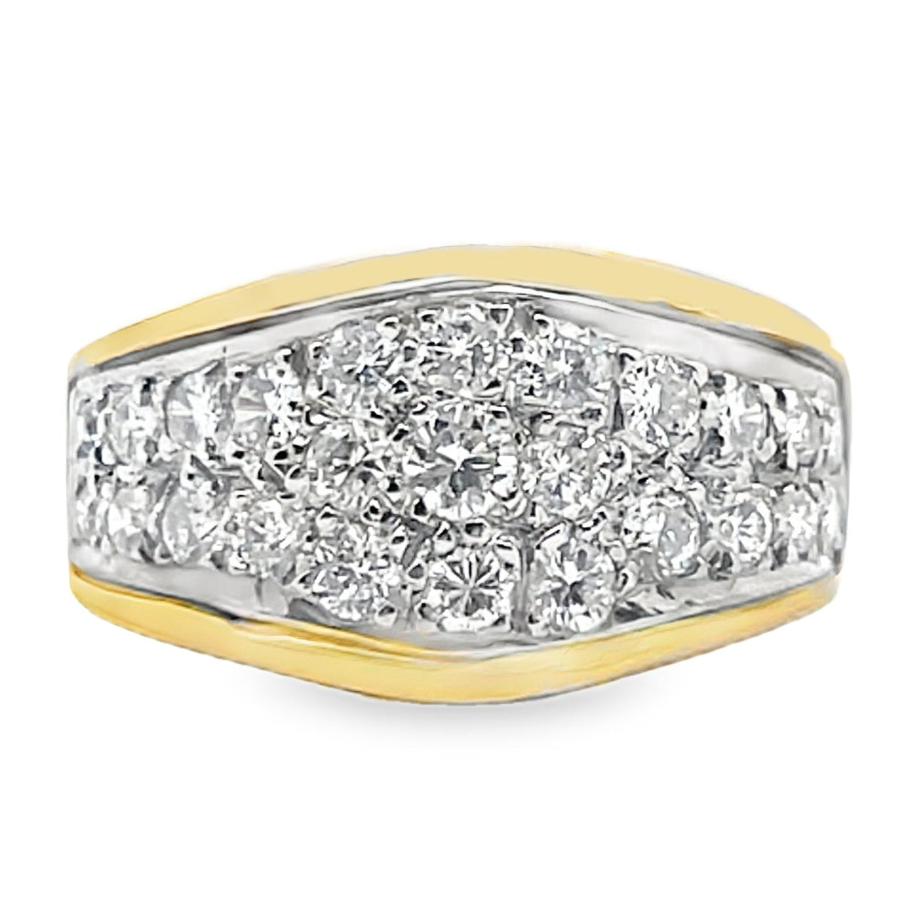 14K Yellow Gold Ring with Pave Diamonds 0.75 Carats