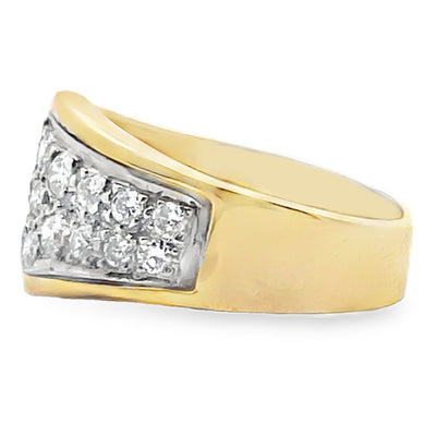 14K Yellow Gold Ring with Pave Diamonds 0.75 Carats