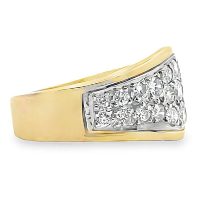 14K Yellow Gold Ring with Pave Diamonds 0.75 Carats