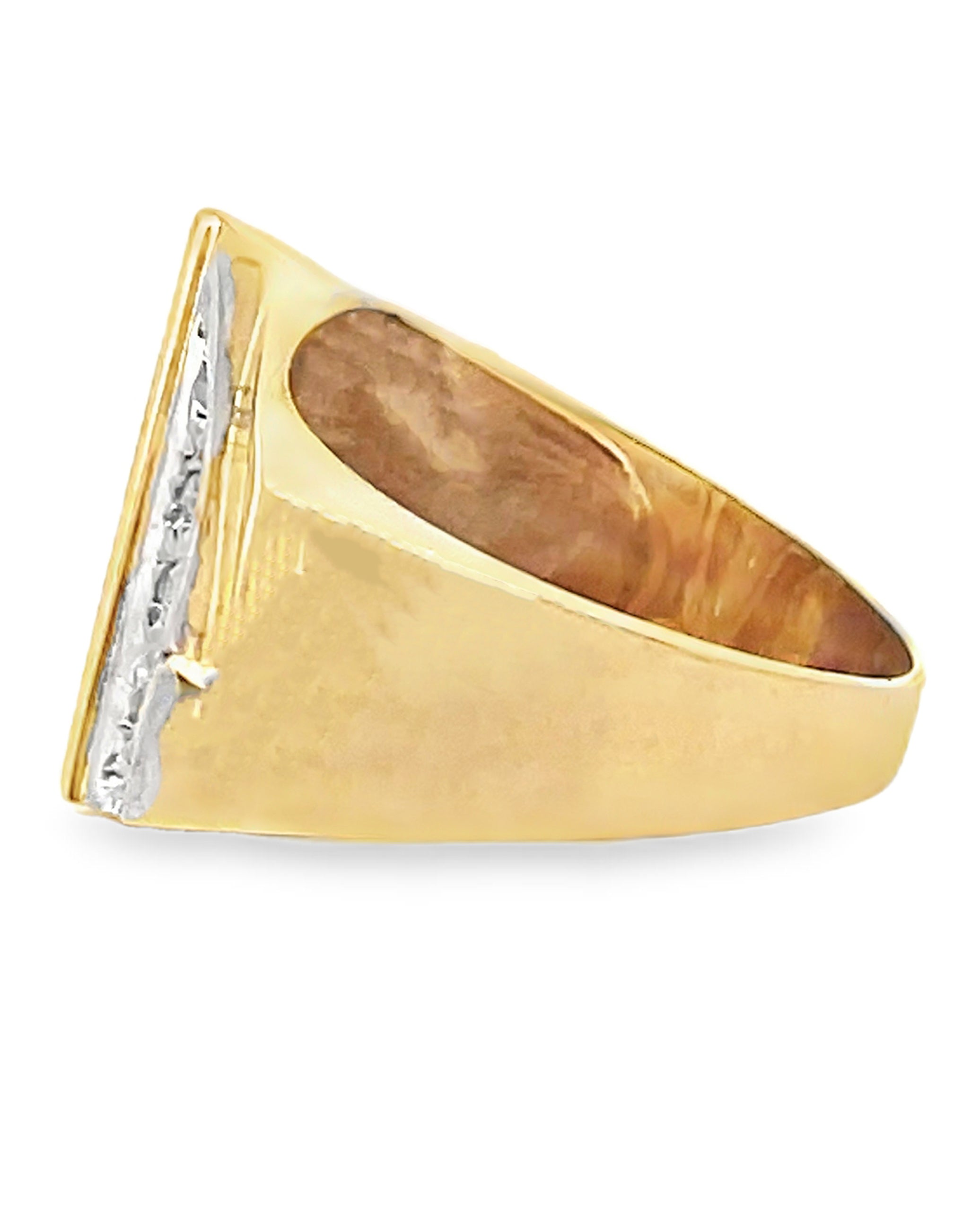 14K Yellow Gold 0.05 Carat Diamond Asymmetric Pinky Ring