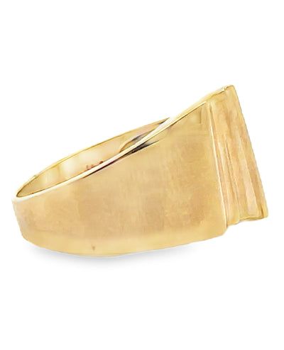 14K Yellow Gold 0.05 Carat Diamond Asymmetric Pinky Ring