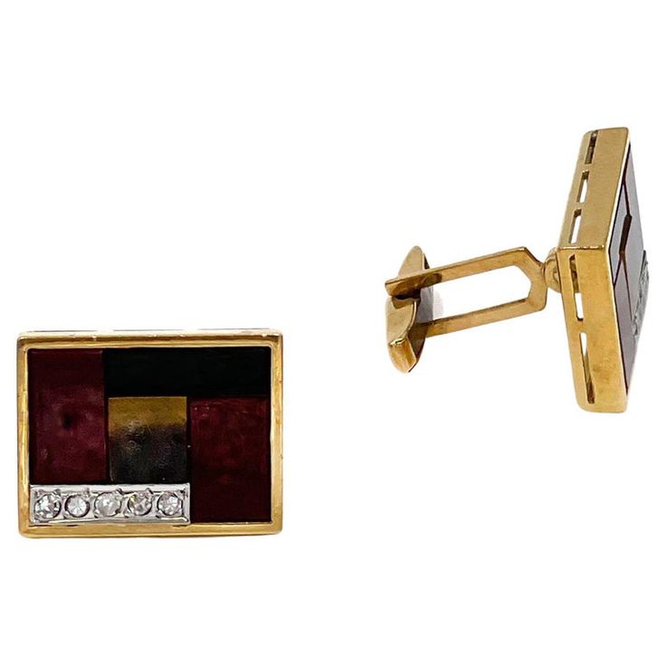 Pre-owned 18K Yellow Gold Rectangular Shape Cuff Links