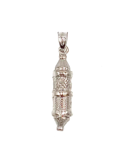 14K White Gold 3-D Mezuzah Charm