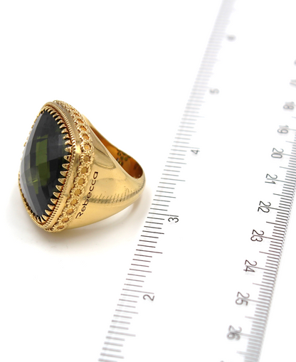 Rebecca Gioielli "Roma" Bronze Ring with Green Hydrothermal Stone