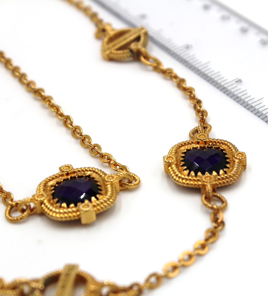 Rebecca Gioielli 40 inch Long Bronze Necklace with Purple Hydrothermal Stones