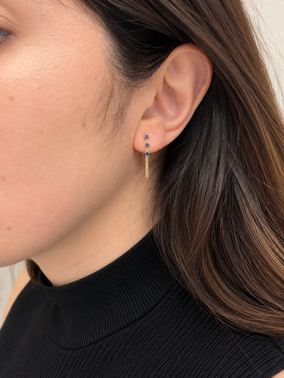 14K Yellow Gold Chain Earrings with Sapphires