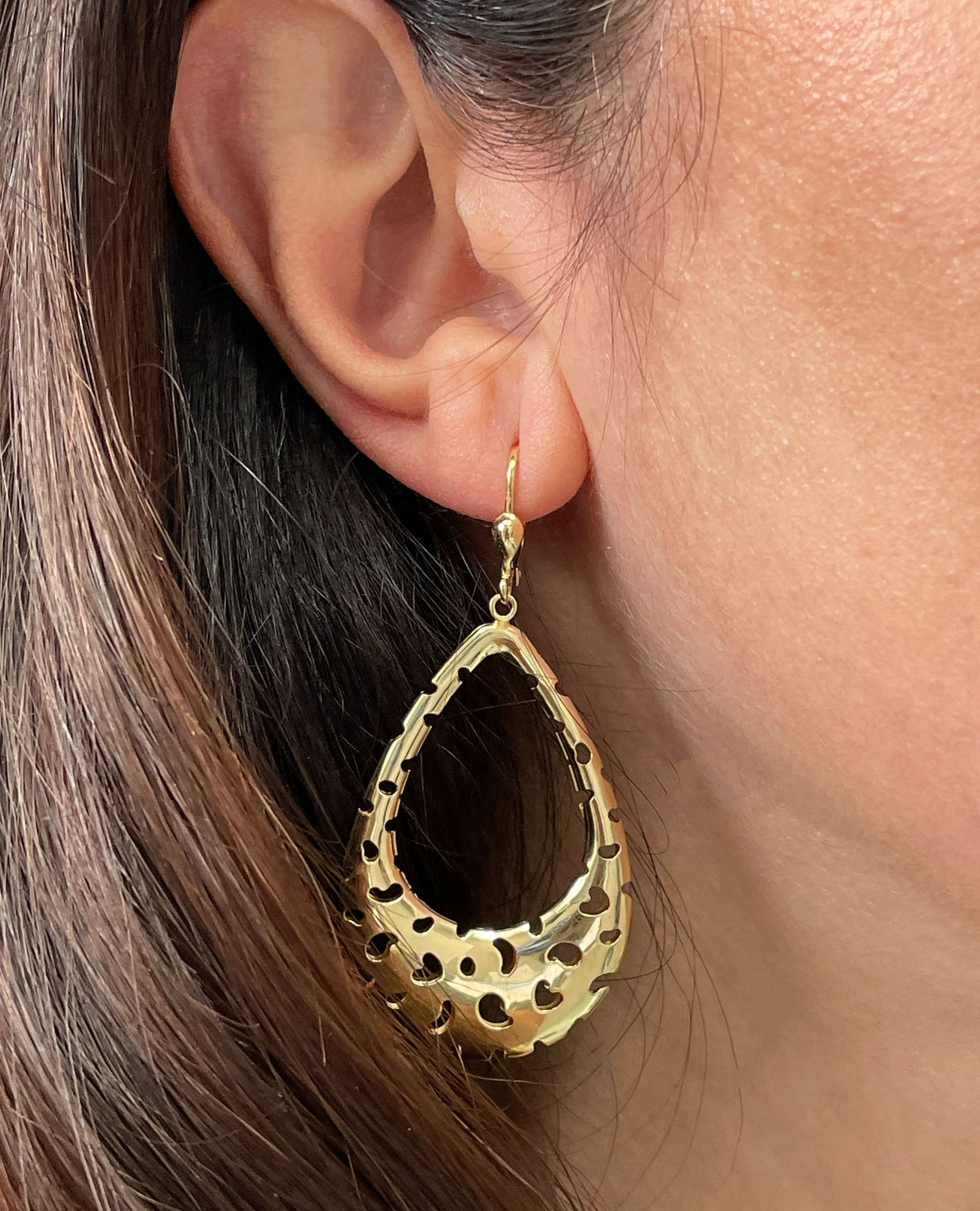 14K Yellow Gold Large Teardrop Earring