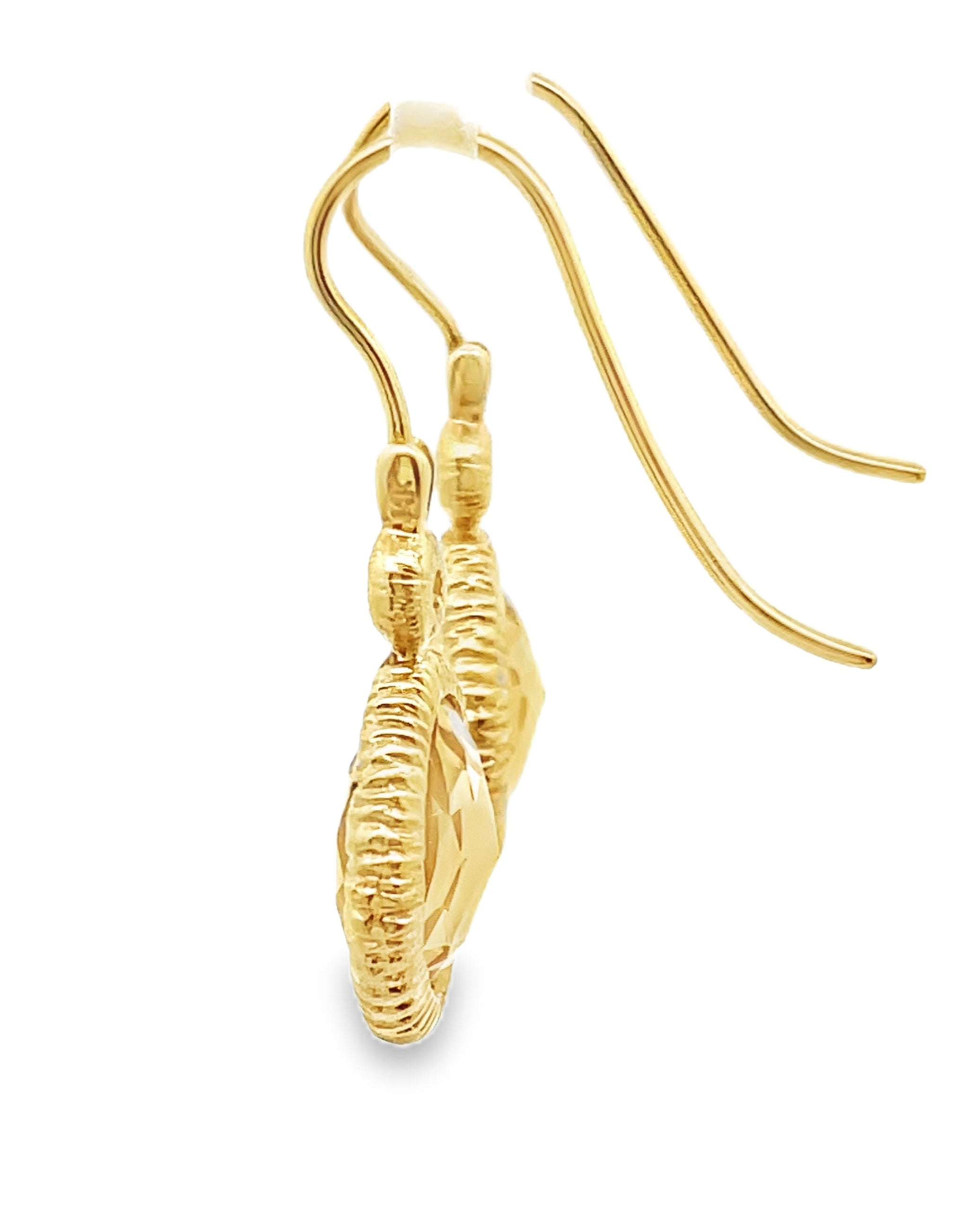 14K Yellow Gold Round Citrine and Diamond Drop Earrings