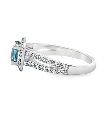 Scott Kay M1257RQ510WW 14K White Gold Engagement Ring with Aquamarine