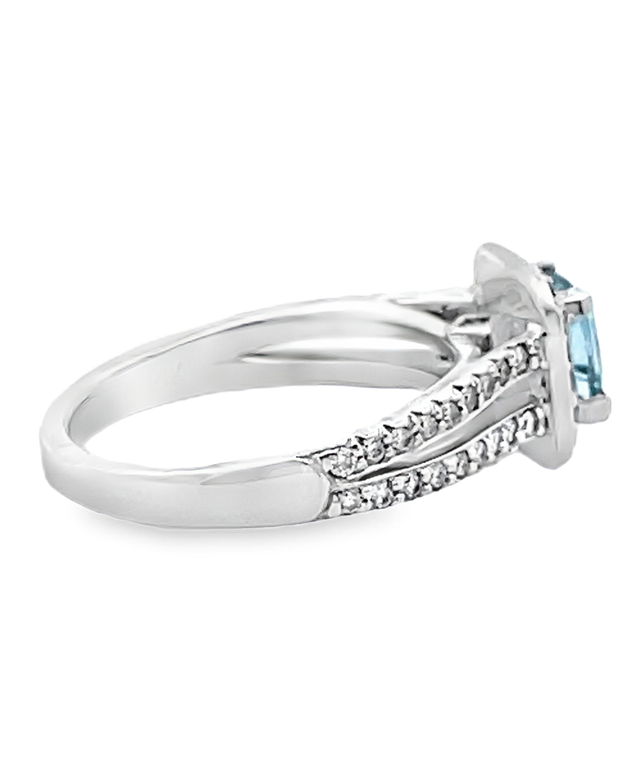 Scott Kay M1257RQ510WW 14K White Gold Engagement Ring with Aquamarine