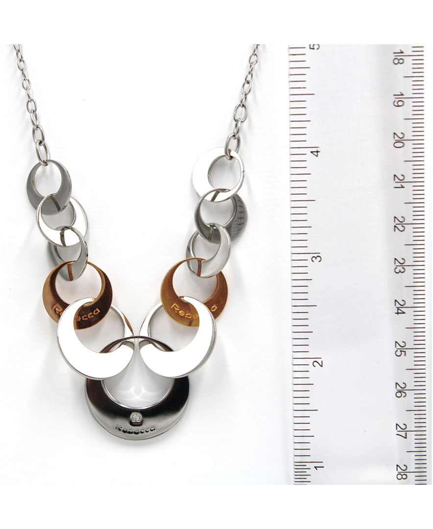 Rebecca Gioielli 19 Inch Circle Link Necklace in Steel and Bronze