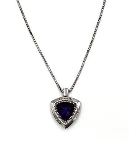 Rebecca Gioielli "Liberty" Purple Triangle Beaded Pendant Necklace in Sterling Silver