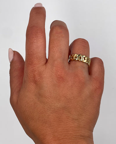 14K Yellow Gold Chain Link Ring