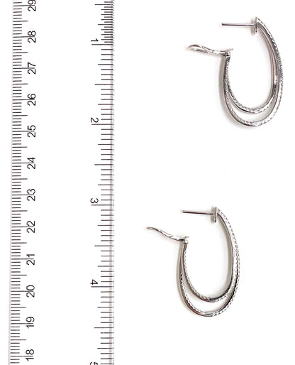 14K White Gold Double Hoop Diamond Earrings