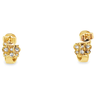 14K Yellow Gold Post Earrings With Pushback Closures With Round Diamonds Totaling 0.56 Carats, Small And Large Staggered Alternating Arrangement