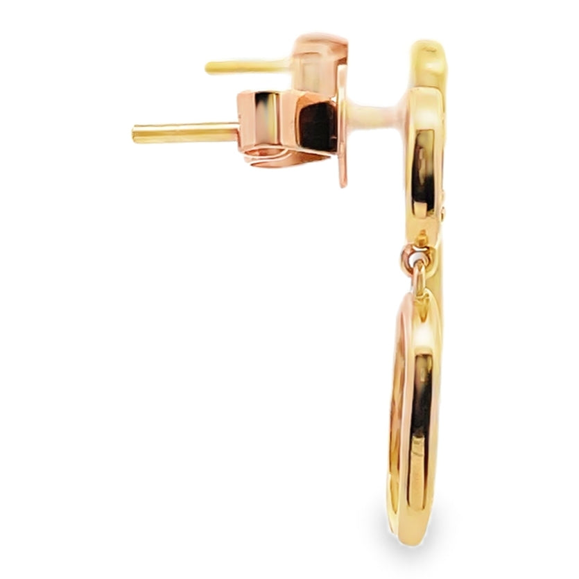 14K Yellow Gold Drop Earrings With Posts, Pushback Closures, Round Diamonds Totaling 0.25 Carats And Baguette Diamonds Totaling 0.40 Carats