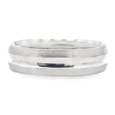 Tacori 72-6WS 18K White Gold Men's 6mm Band with Satin Eternity Crescent Design