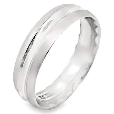 Tacori 72-6WS 18K White Gold Men's 6mm Band with Satin Eternity Crescent Design