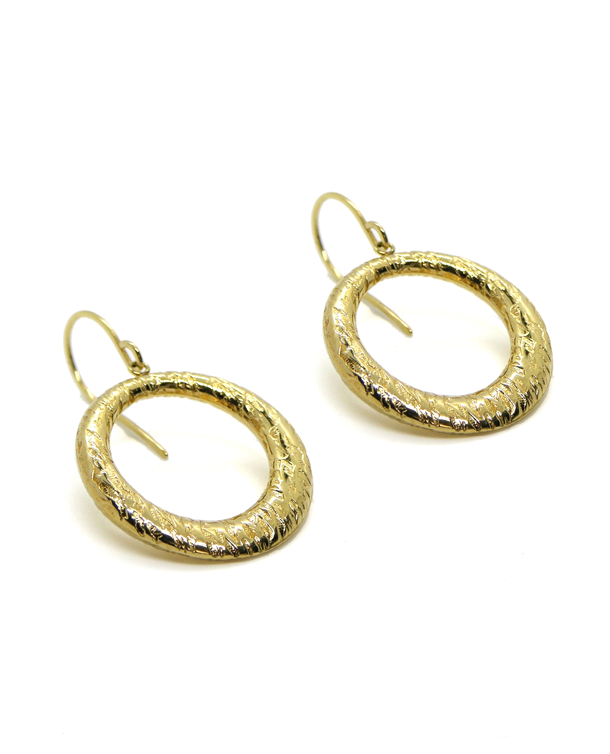 14K Yellow Gold Circle Earrings