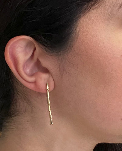 14K Yellow Gold Slim Linear Earrings