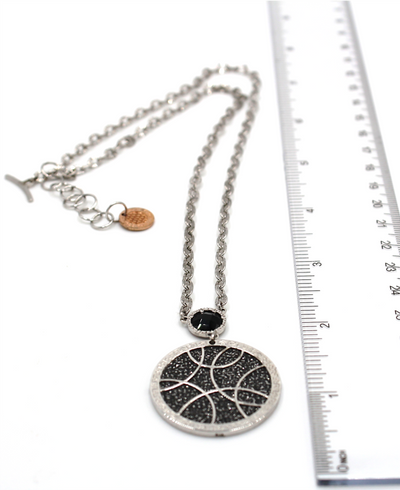 Rebecca Gioielli Sterling Silver Shimmering Circle Necklace with Adjustable Length 18 to 20 Inches