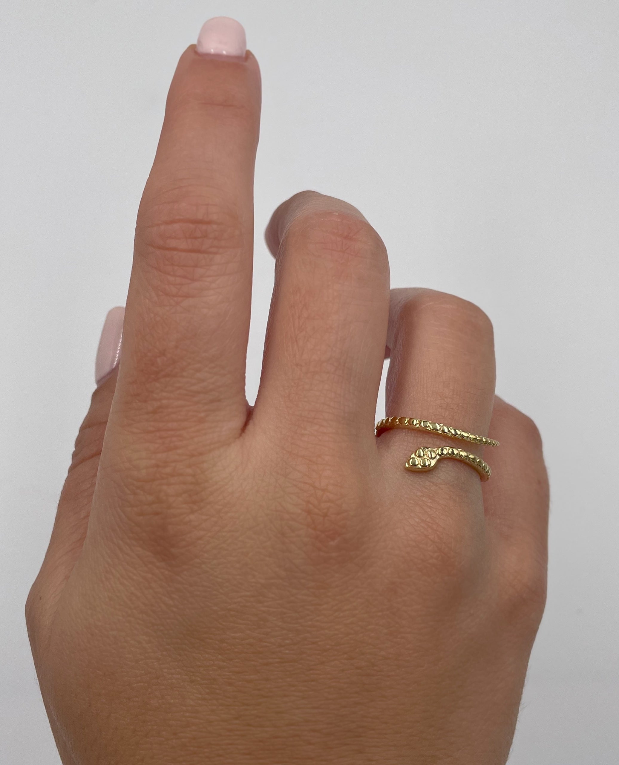14K Yellow Gold Spiral Snake Ring