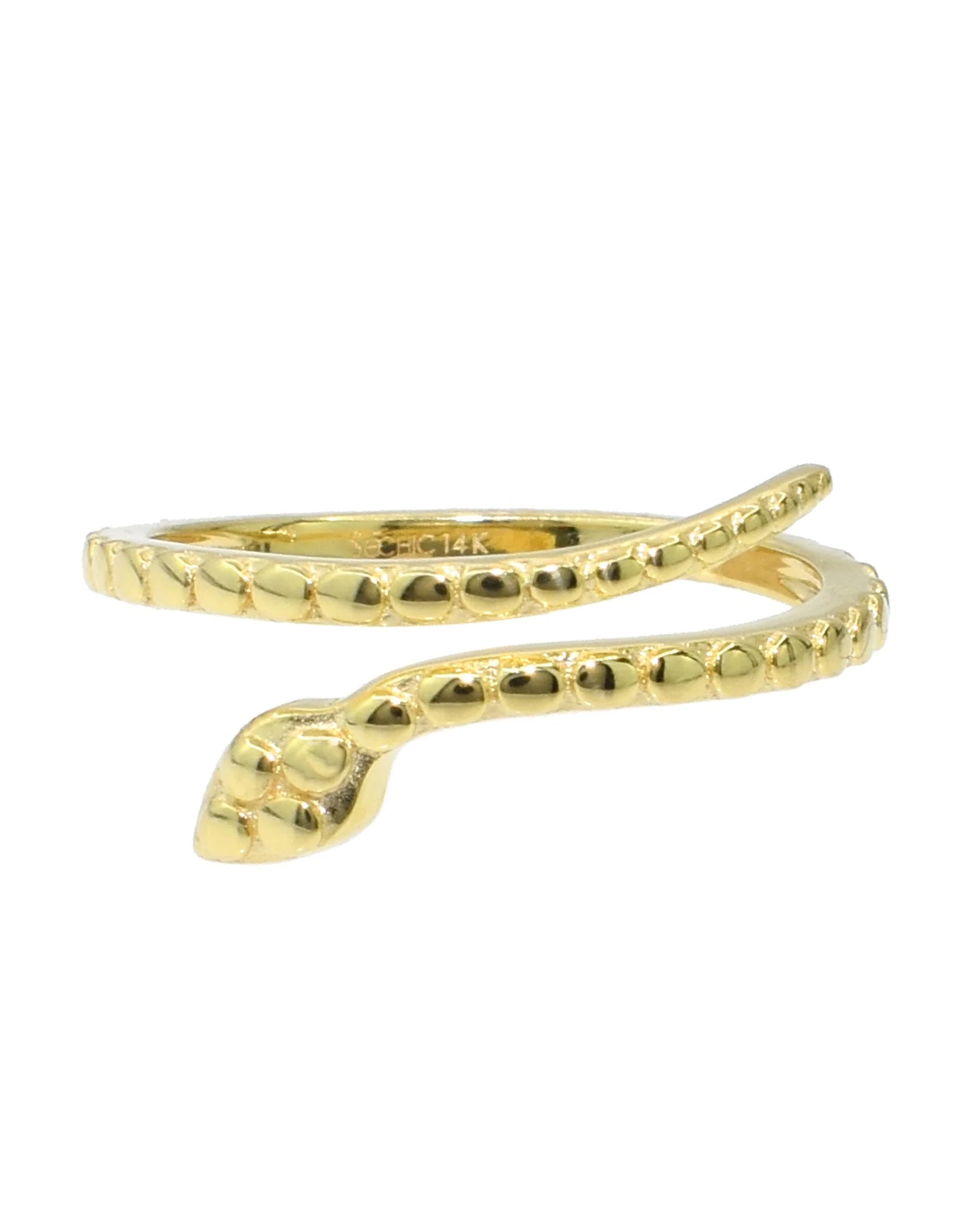 14K Yellow Gold Spiral Snake Ring