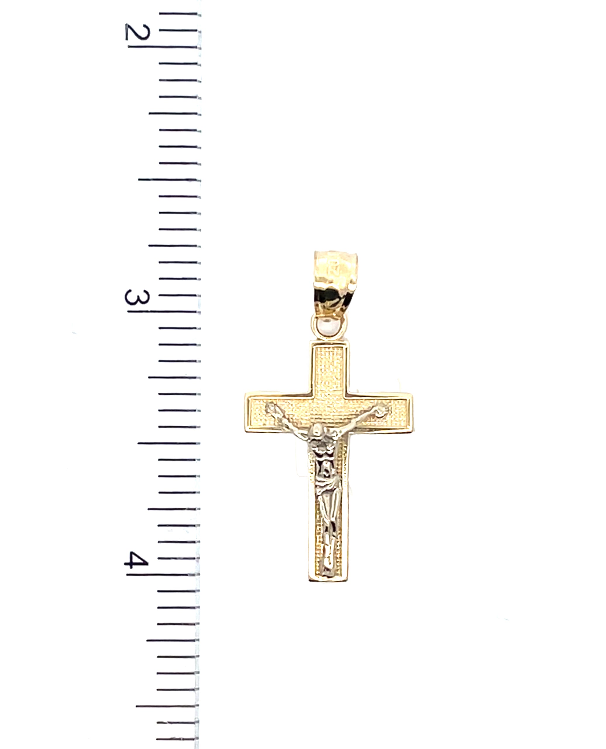 14K Two Tone Crucifix Cross