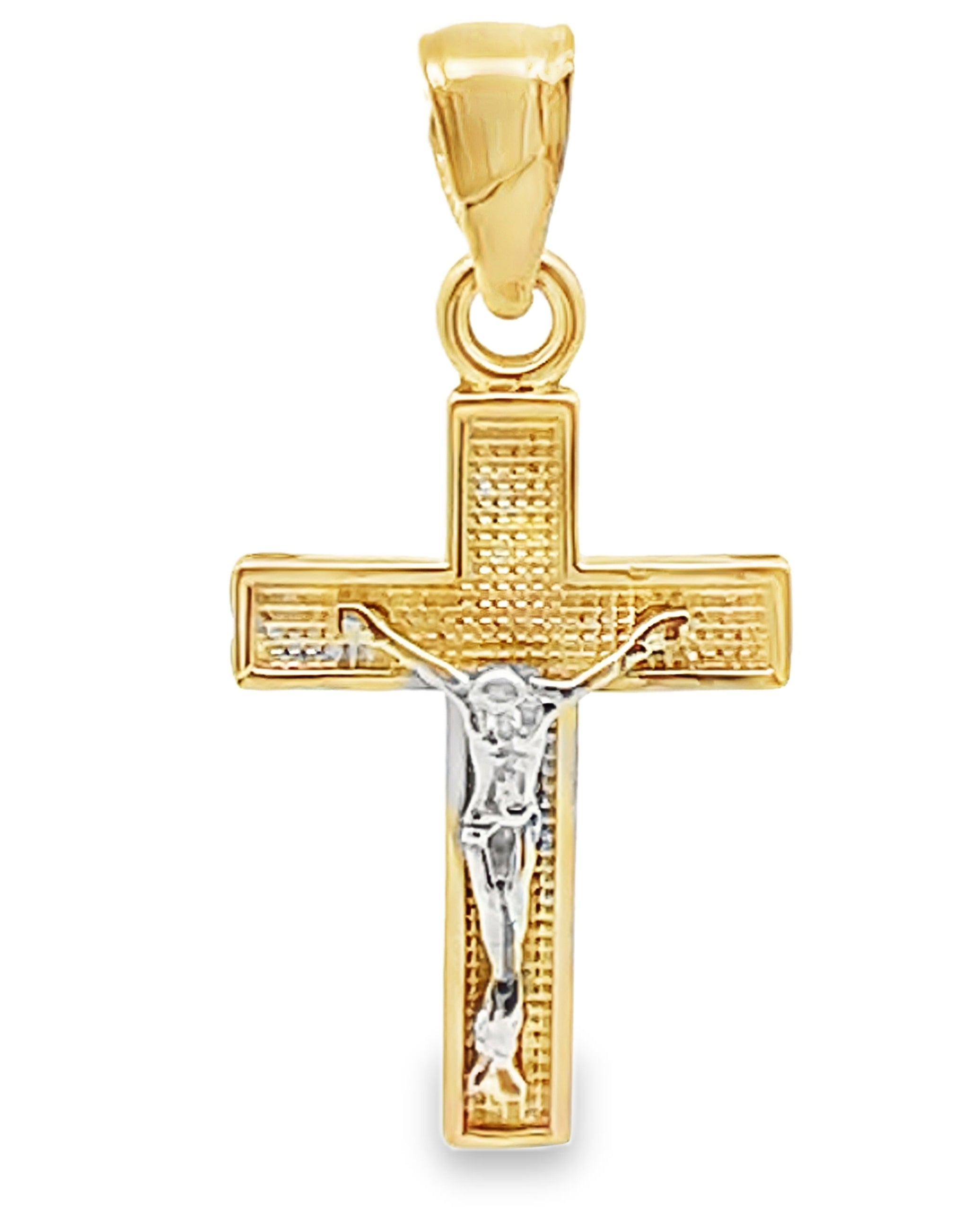 14K Two Tone Crucifix Cross