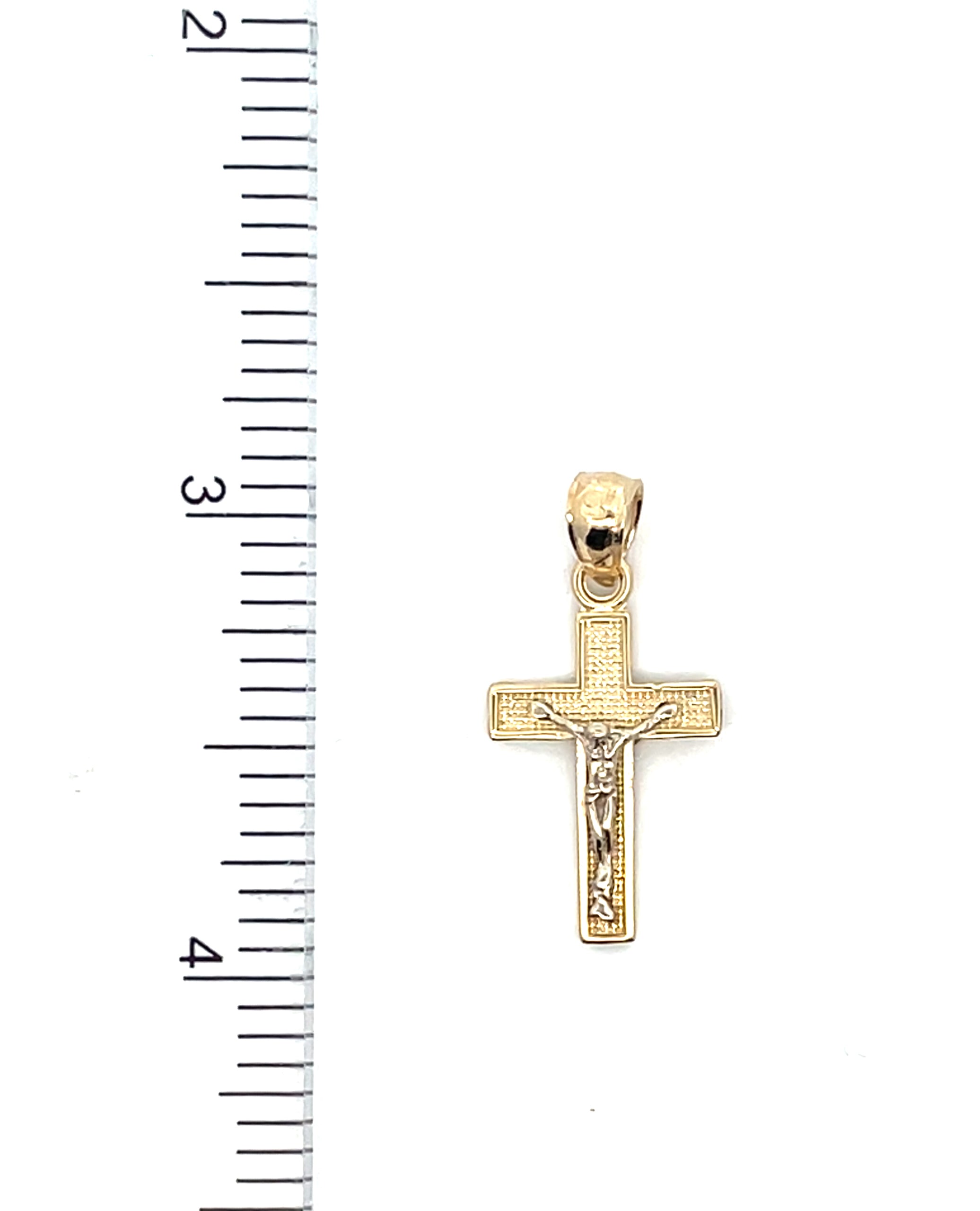14K Two Tone Crucifix Cross