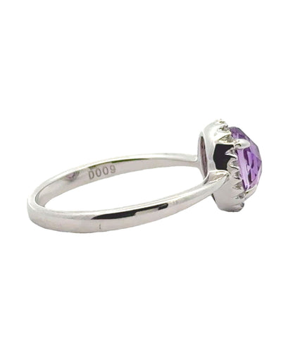 18K White Gold Ring With Oval Amethyst