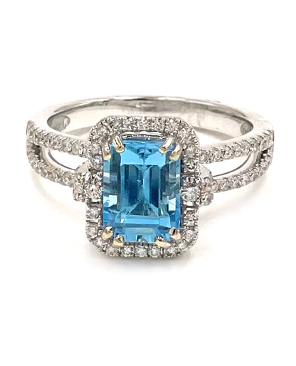 Vanna K Emerald Cut Blue Topaz Ring