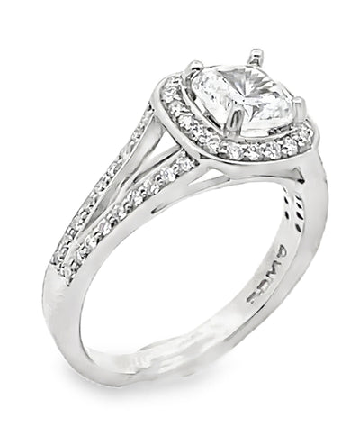 Designs By Vatche #1015 Platinum Grace Split Shank Engagement Ring Setting for 6X6 Millimeter Cushion Cut Stone