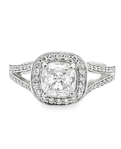 Designs By Vatche #1015 Platinum Grace Split Shank Engagement Ring Setting for 6X6 Millimeter Cushion Cut Stone
