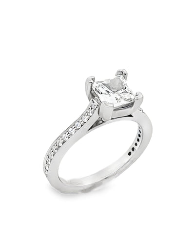 Designs By Vatche Platinum "Royal V Prong" Solitaire Engagement Ring Setting for 6mm Princess Cut Center Stone