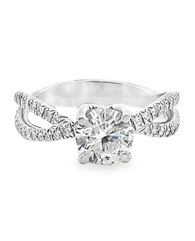 Designs By Vatche #1029 Pave Twist Platinum Engagement Ring Setting for 6.5 Millimeter Round Center Stone